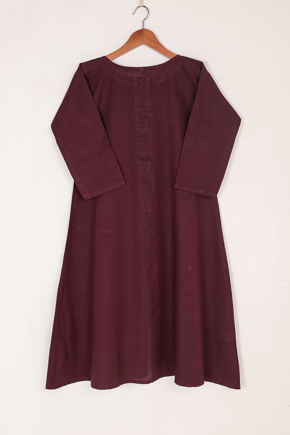 TKWK-01B-Maroon - Khaddar Winter Stitched Frock