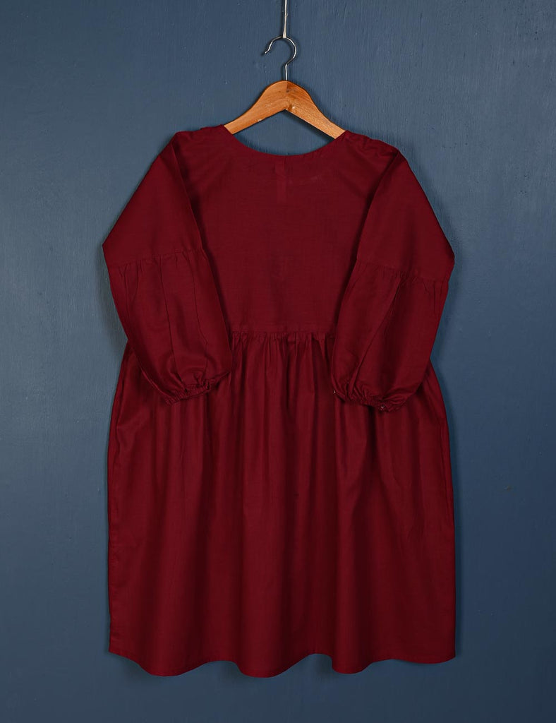 TS-157B-Maroon - Scarlet Love - Cotton Stitched Frock