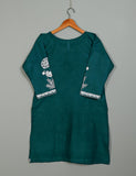 Cotton Embroidered Stitched Kurti - Glorious Mist (TS-046C-TurquoiseWhite)