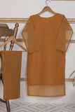STP-012C-Brown - 2Pc Organza With Cotton Trouser