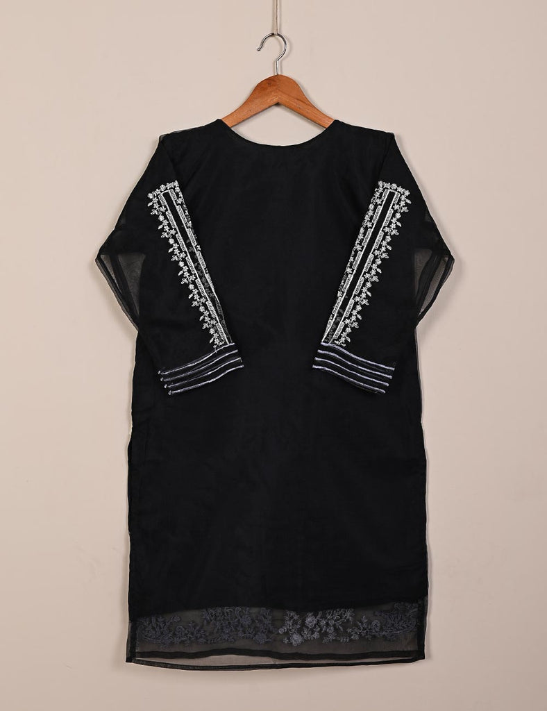 Organza Embroidered Stitched Kurti - (TS-064B-Black)