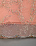 T20-062F-Peach - JASMINE CREEPER - Organza Embroidered Stitched Kurti