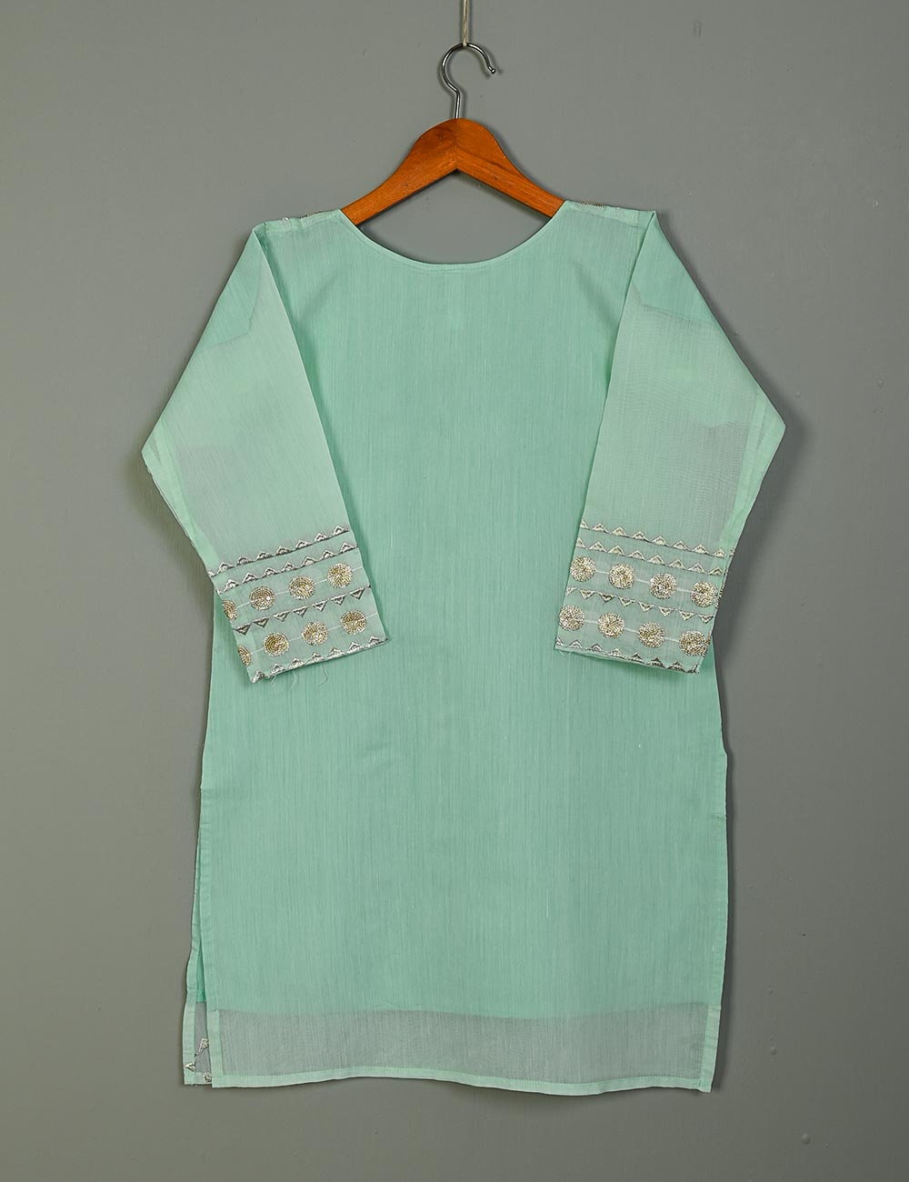 Paper Cotton Embroidered Stitched Kurti - Gracious (TS-101-Aqua Green)