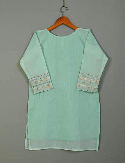 Paper Cotton Embroidered Stitched Kurti - Gracious (TS-101-Aqua Green)