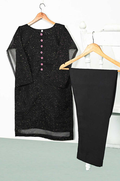 STP-103A-Black - 2Pc Organza With Malai Trouser