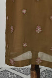 RTW-81-Brown -  3Pc Stitched Embroidered Chiffon Shirt