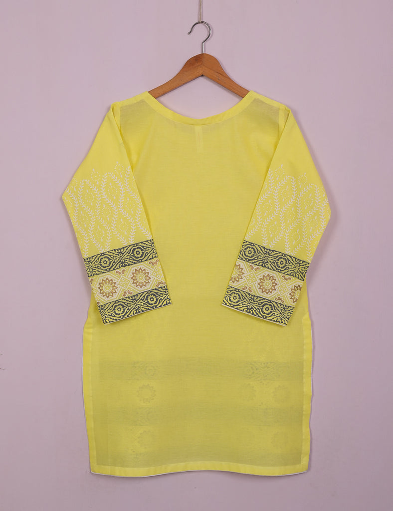 TS-119A-Yellow - Cotton Block Printed Stitched