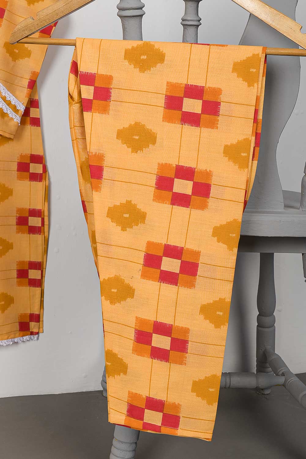 STP-077A-Mustard - 2PC COTTON PRINTED STITCHED