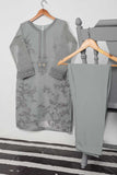 STP-043B-Grey - 2Pc Organza Embroidered With Malai Trouser