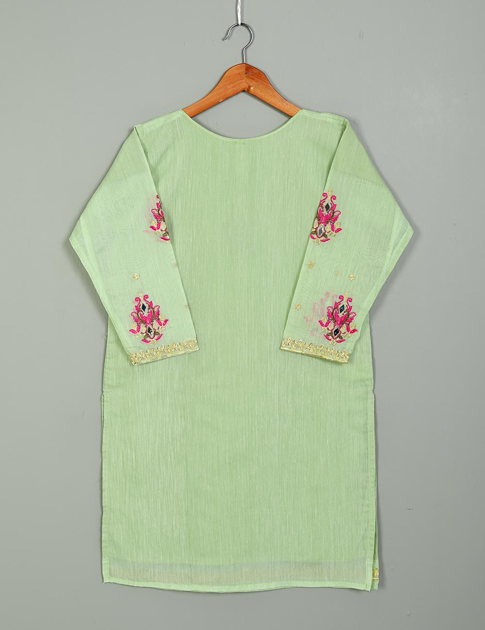 TS-186A-Pista - Paper Cotton Embroidered Kurti