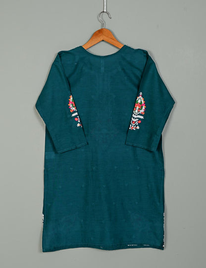 TS-199B-Turquoise - Celementine - Cotton Embroidered Kurti