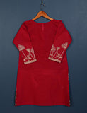 TS-143-Red - Cotton Embroidered Kurti