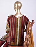 3 Pc Un-stitched Embroidered Lawn - Groovy Goodness (ATL-2B-Redish Brown)