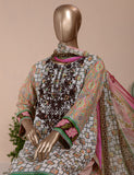 3 Pc Unstitched Lawn Embroidered Dress with Chiffon Dupatta - Anais  - (FE-02)
