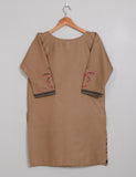 TS-198B-Brown - Cotton Embroidered Stitched Kurti