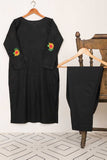 STP-061A-Black - 2PC COTTON EMBROIDERED STITCHED