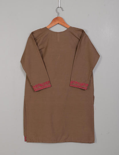 TS-128C-Brown - Cotton Embroidered Stitched Kurti