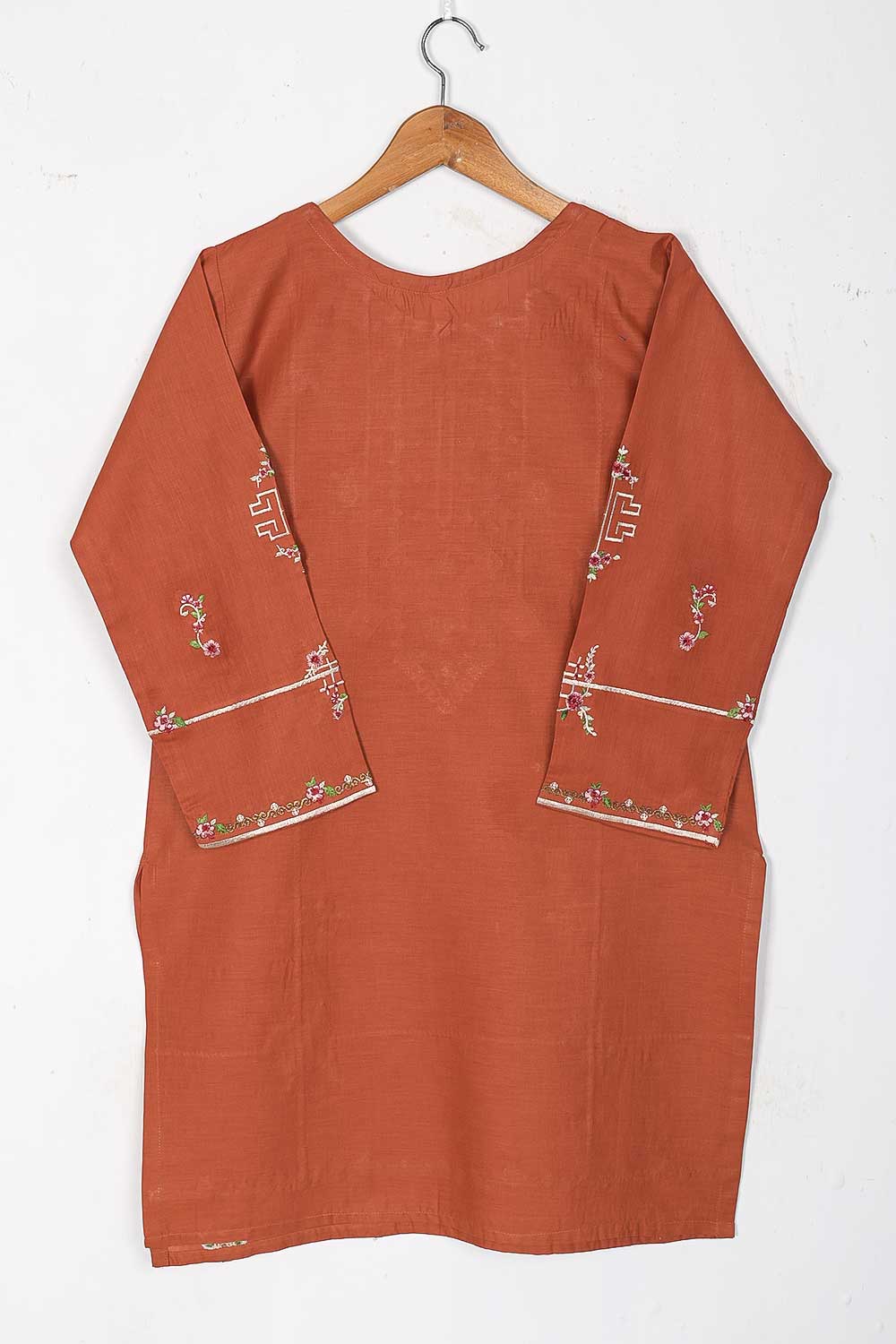 TS-226B-Rust - Cotton Embroidered Stitched Kurti