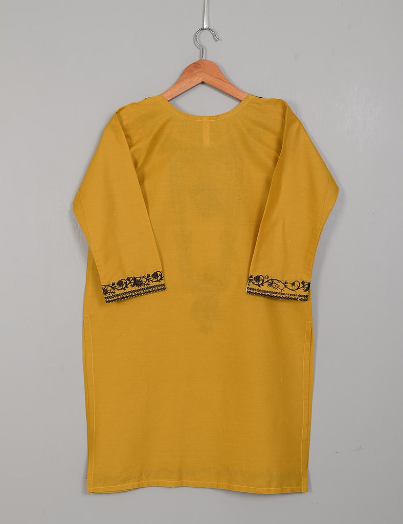 TS-128D-Mustard - Cotton Embroidered Stitched Kurti