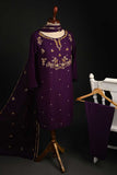 RTW-87-Purple -  3Pc Stitched Embroidered Adda Work Chiffon Shirt