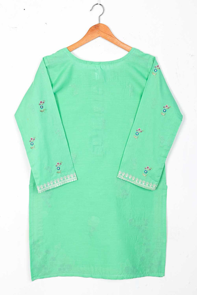 TS-225B-Green - Cotton Embroidered Stitched Kurti