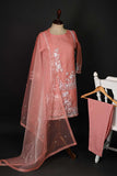 RTW-54-Pink -  3Pc Stitched Embroidered Organza Dress