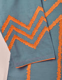 Cotton Embroidered Stitched Kurti - Abstract Art (TS-054C-BluishGrey)