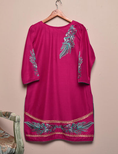 Tehwaar Winter Linen Embroidered Stitched Kurti - Aesthetics (TW-02A-Fuchsia)