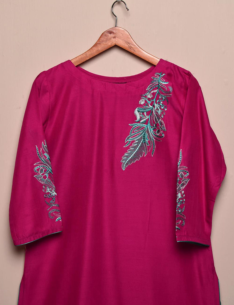 Tehwaar Winter Linen Embroidered Stitched Kurti - Aesthetics (TW-02A-Fuchsia)