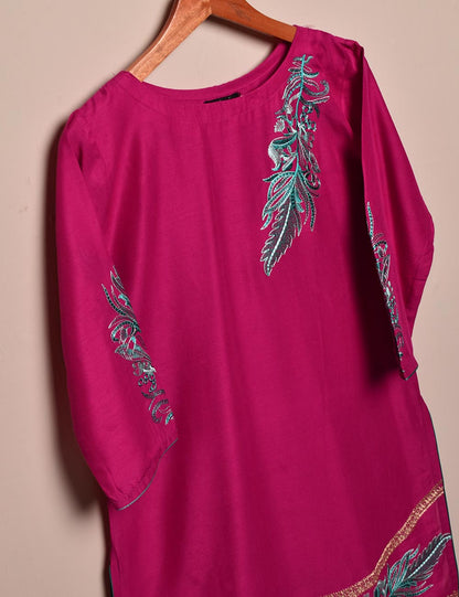 Tehwaar Winter Linen Embroidered Stitched Kurti - Aesthetics (TW-02A-Fuchsia)