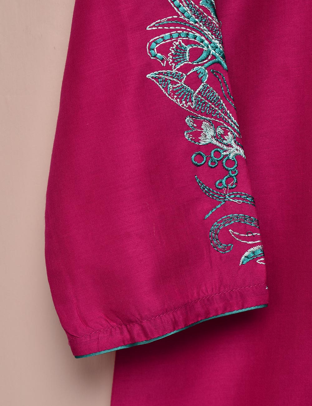 Tehwaar Winter Linen Embroidered Stitched Kurti - Aesthetics (TW-02A-Fuchsia)