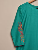 Tehwaar Winter Linen Embroidered Stitched Kurti - Aesthetics (TW-02B-SeaGreen)