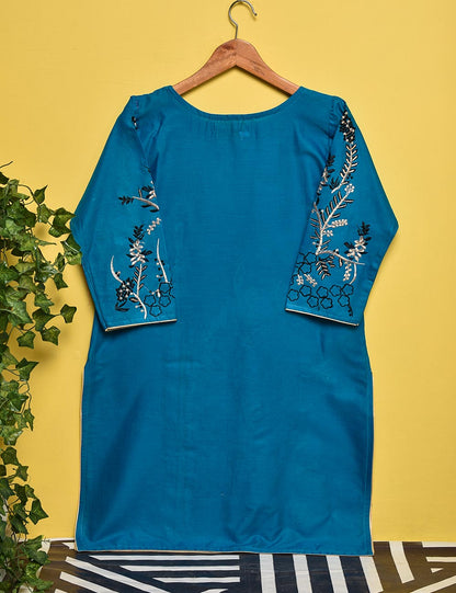 Cotton Embroidered Stitched Kurti - Anemone (TS-003A-Blue)