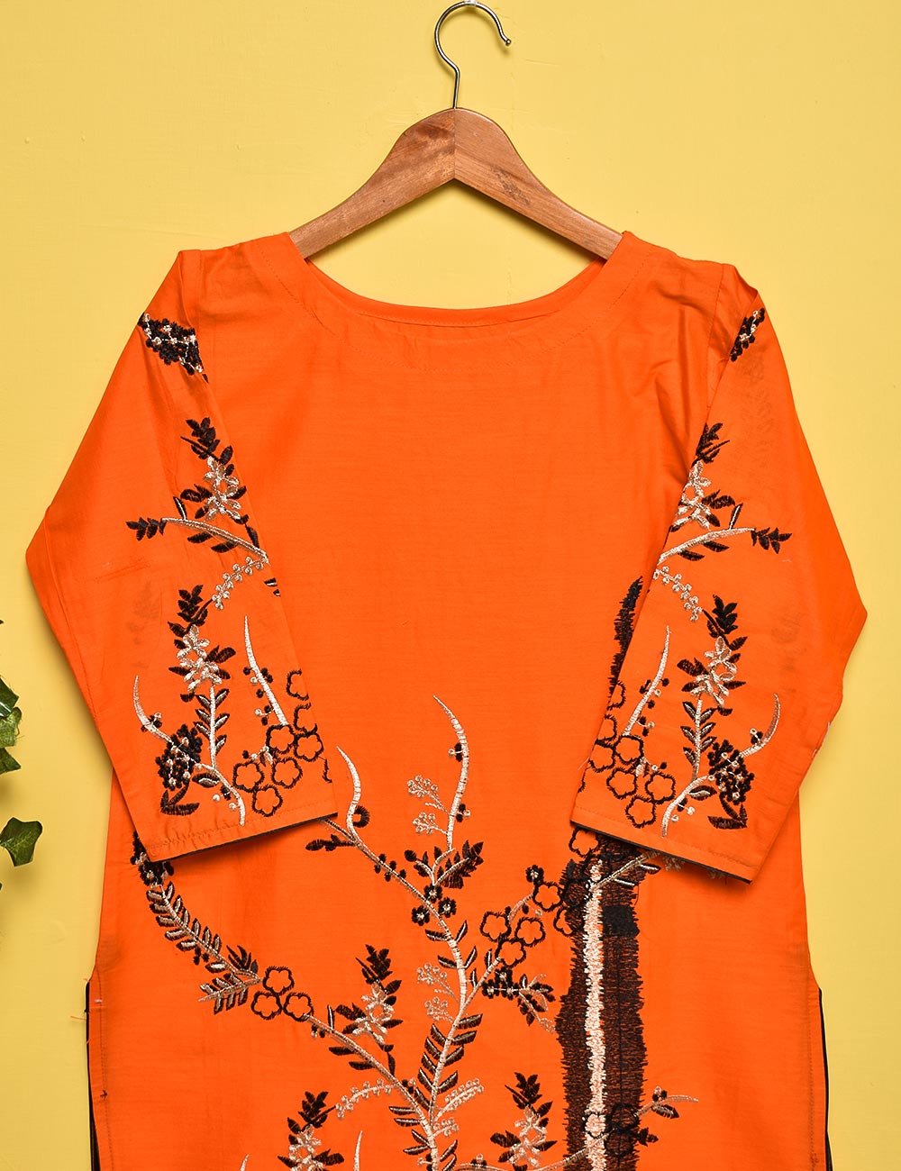 Cotton Embroidered Stitched Kurti - Anemone (TS-003B-Orange)