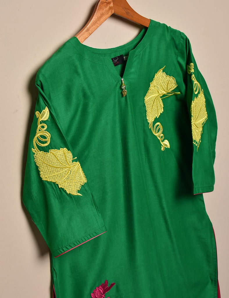 Tehwaar Winter Linen Embroidered Stitched Kurti - Artistic Strokes (TW-03A-Green)