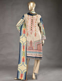3 Pc Unstitched Linen Printed &amp; Embroidered Dress with Printed Wool Shawl Dupatta - Au-Naturel (KL-05)