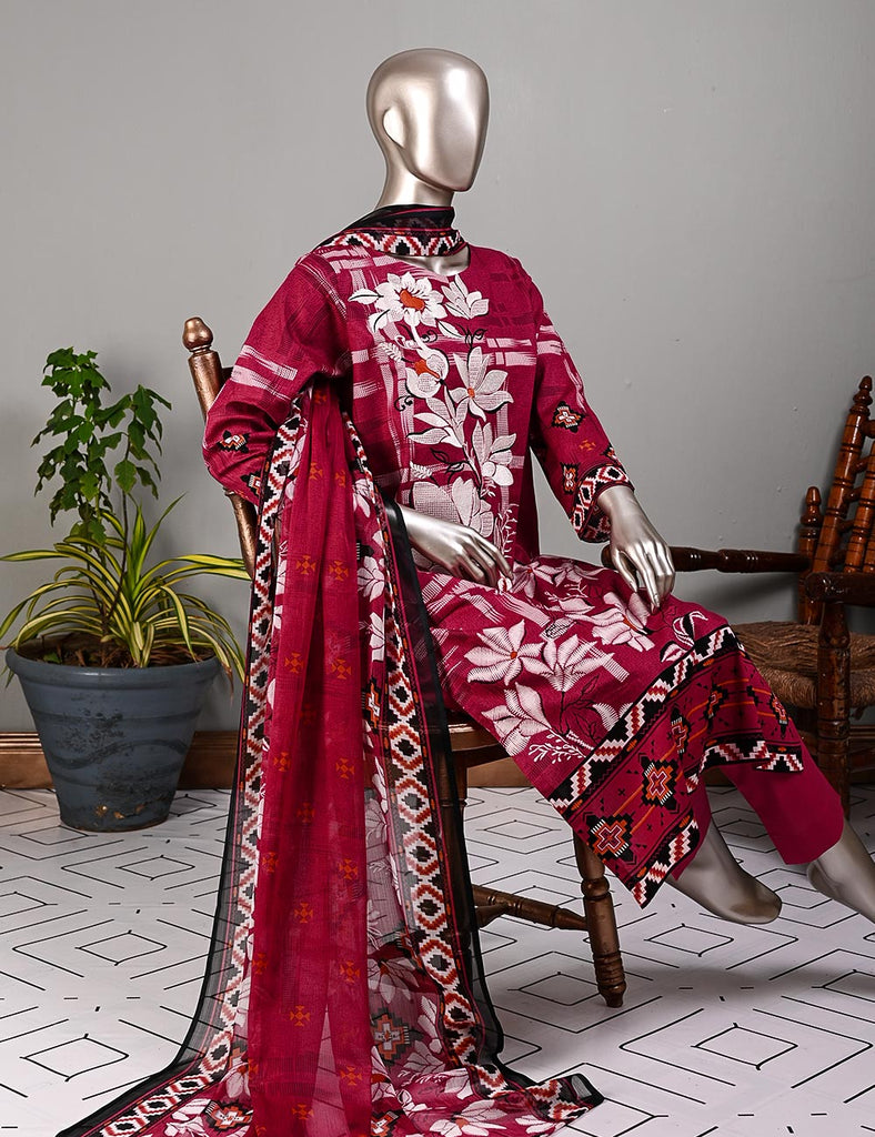 BLC-06 - Majestic Camouflage  | Un-Stitched Embroidered Lawn Dress