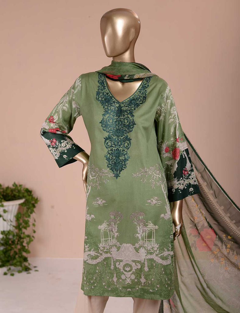 3 Pc Unstitched Lawn Embroidered Dress with Chiffon Dupatta - Blissful Affair (EC-4A)