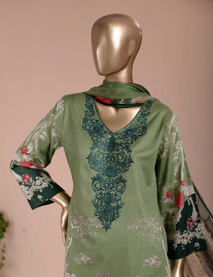 3 Pc Unstitched Lawn Embroidered Dress with Chiffon Dupatta - Blissful Affair (EC-4A)