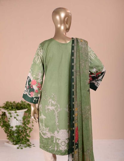 3 Pc Unstitched Lawn Embroidered Dress with Chiffon Dupatta - Blissful Affair (EC-4A)