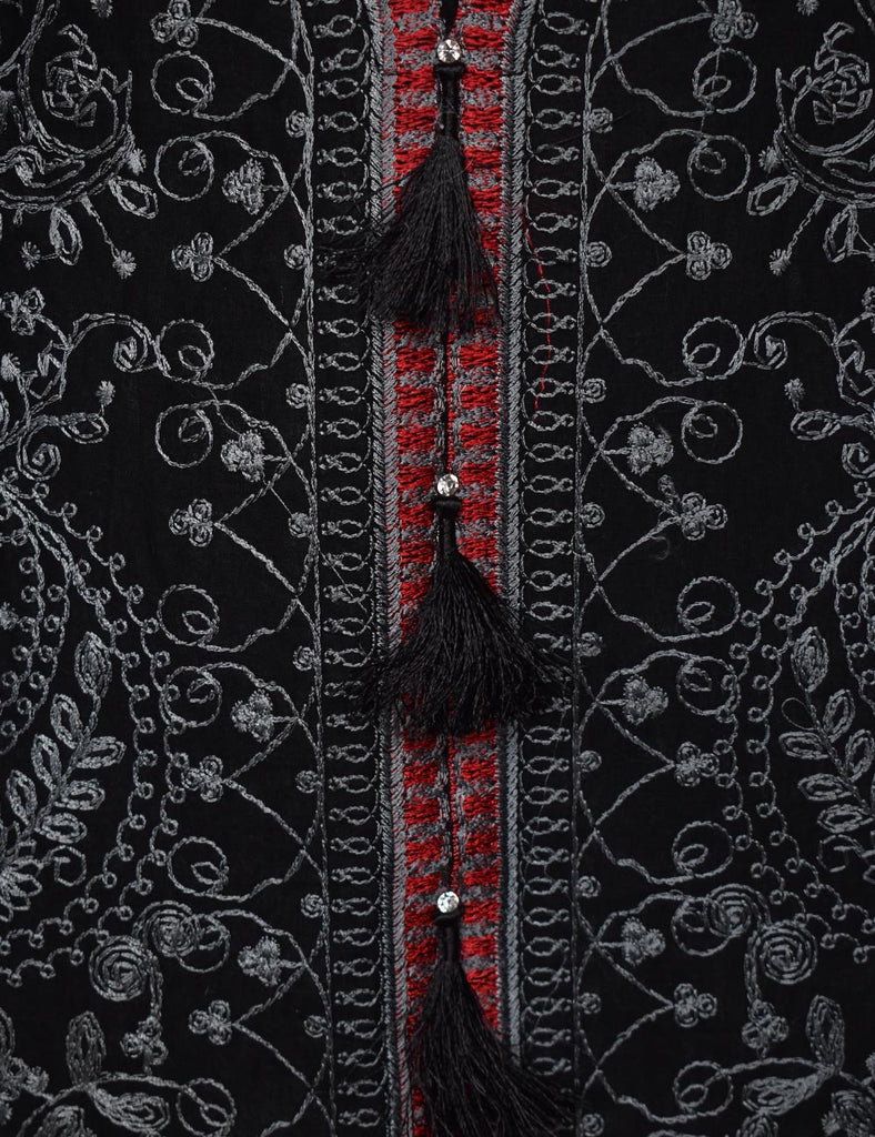 Cambric Embroidered Kurti - Blaze (T20-054-Black)