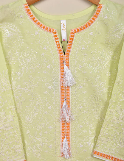 Cambric Embroidered Kurti - Blaze (T20-064-Yellow)