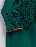 Cambric Embroidered Kurti - Blaze - T20-009-Turquoise