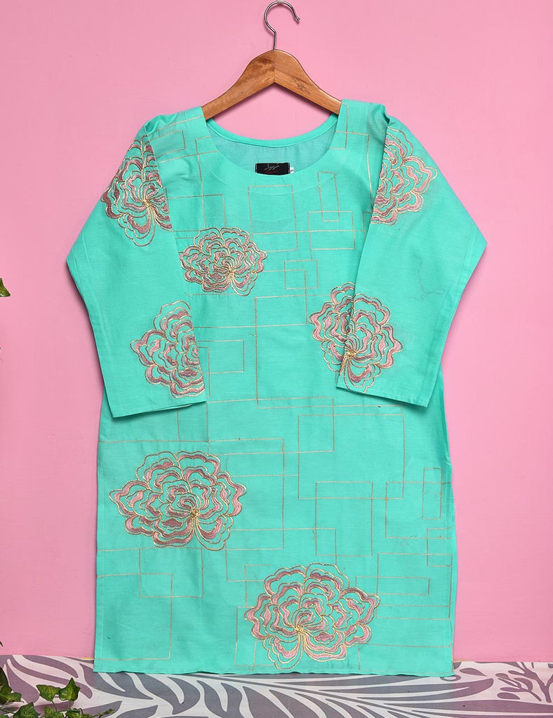 Cotton Embroidered Stitched Kurti - Blooming Angel (TS-022A-SkyBlue)