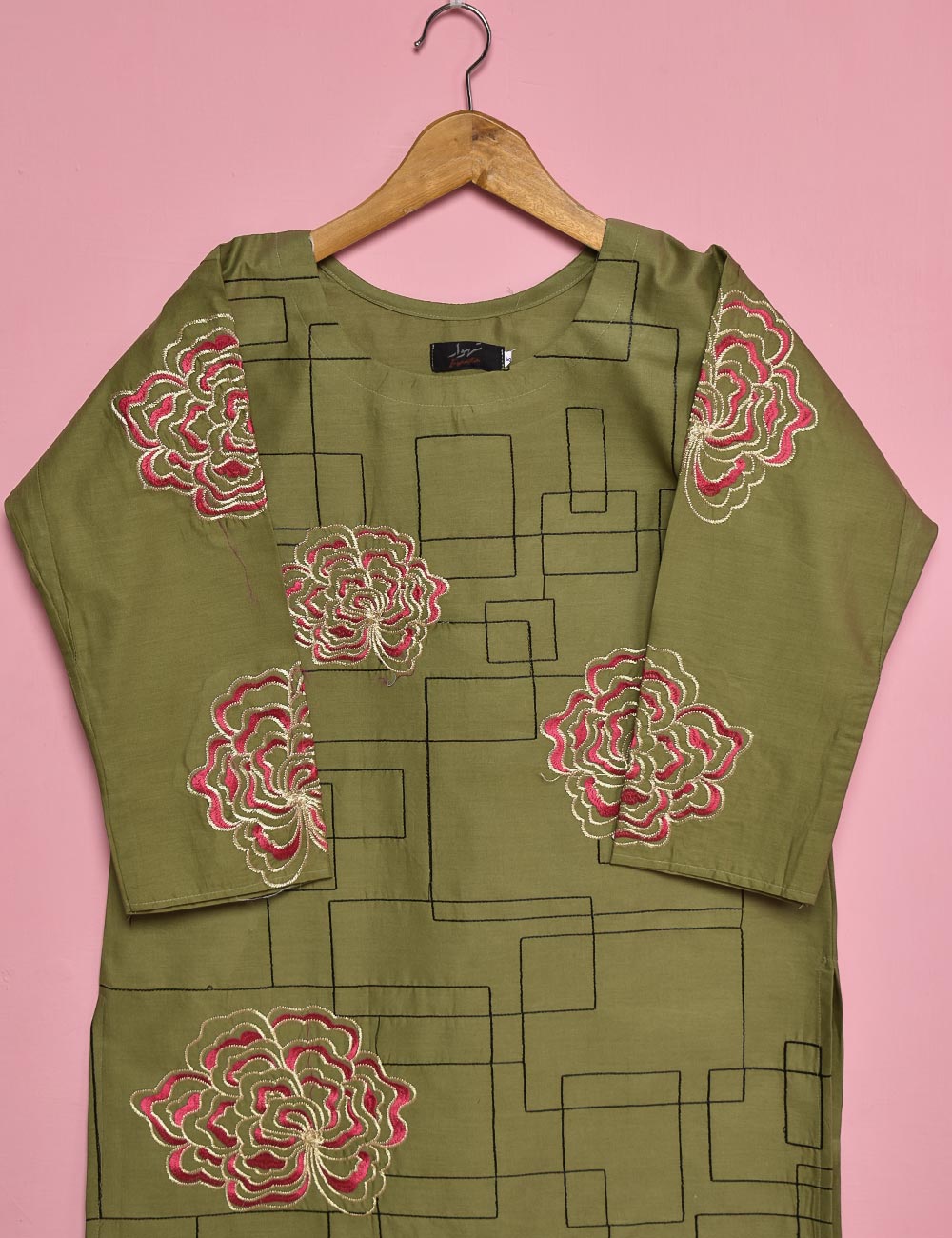 Cotton Embroidered Stitched Kurti - Blooming Angel (TS-022B-Moss)