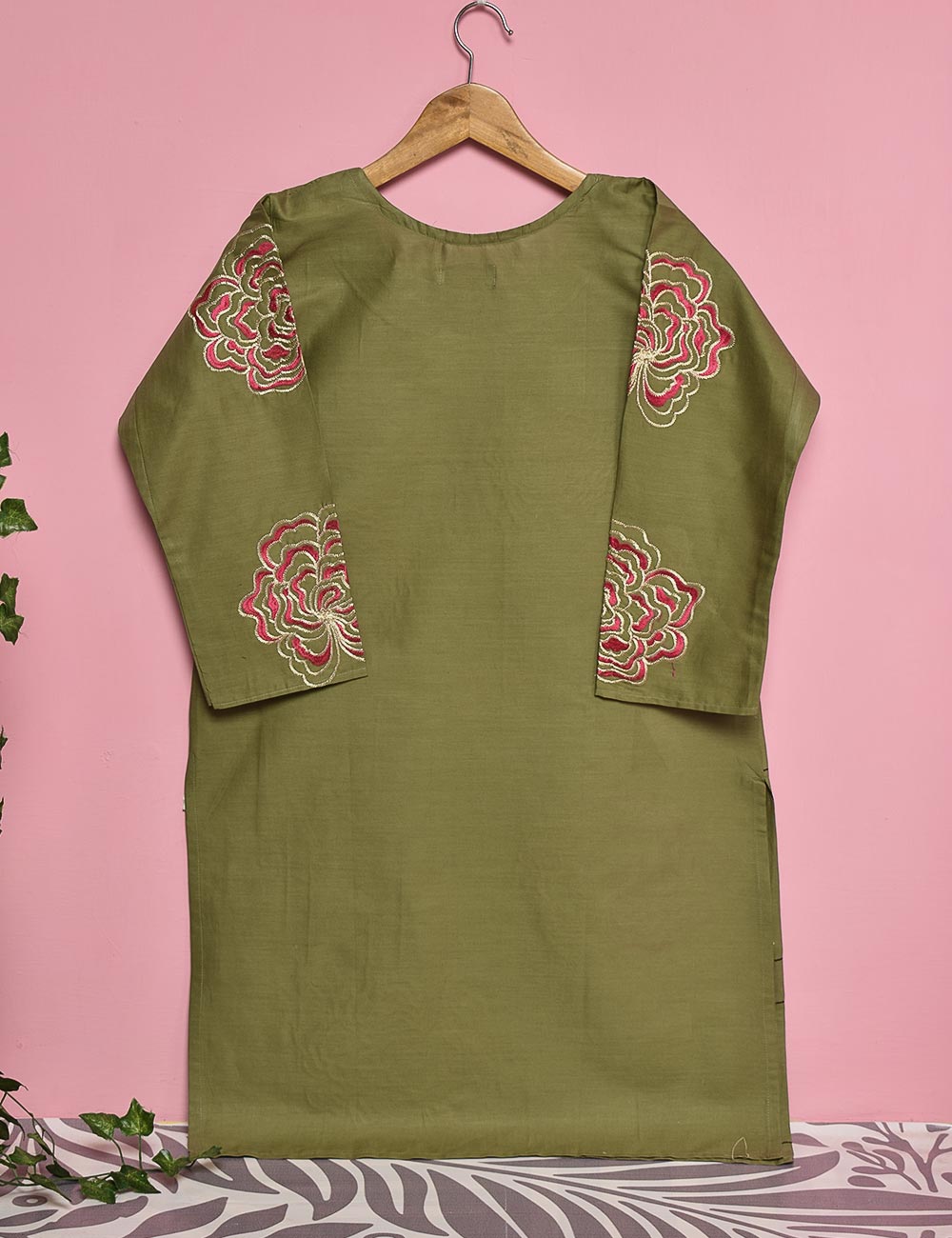 Cotton Embroidered Stitched Kurti - Blooming Angel (TS-022B-Moss)