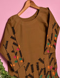 Cotton Embroidered Stitched Kurti - Bright Foliage (TS-026B-Brown)