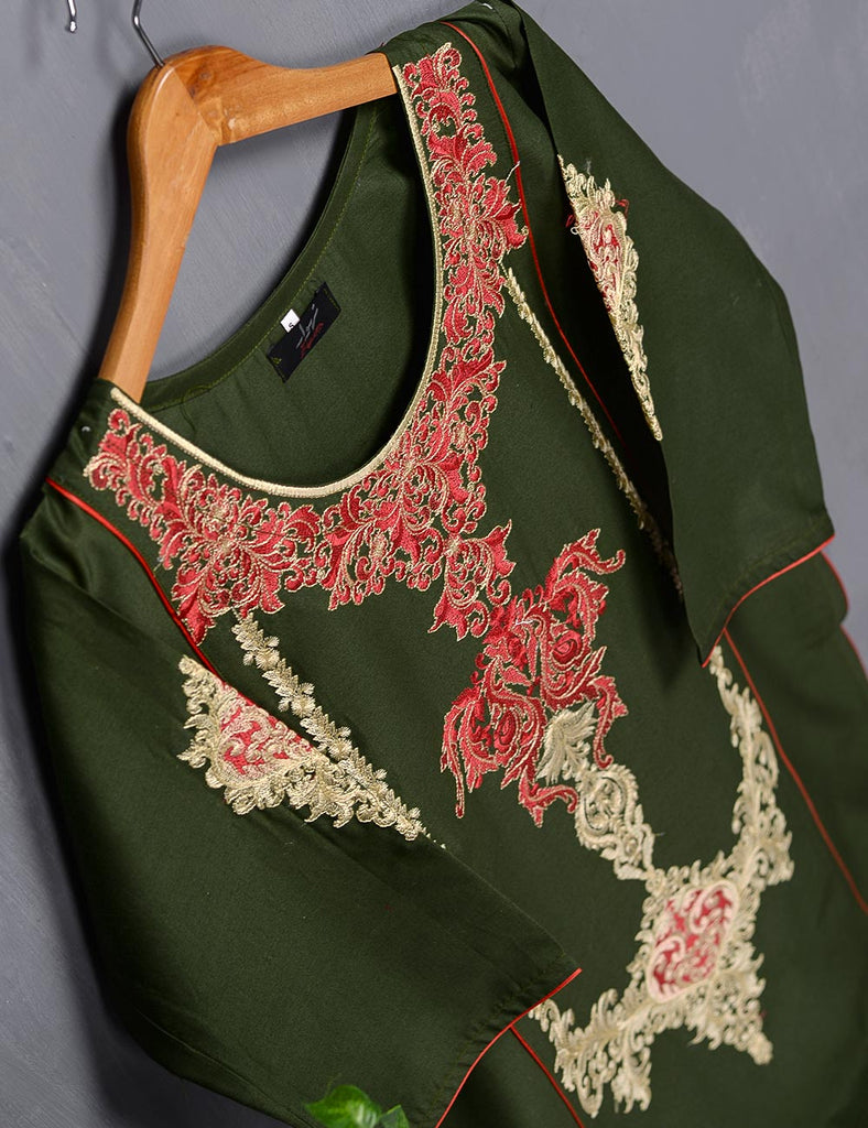Cotton Embroidered Kurti - Bygone Beauty (T20-015-Green)