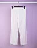 Stitched Cotton Trouser With Embroidered Bottom - Fancy Pants (CT-14-White)
