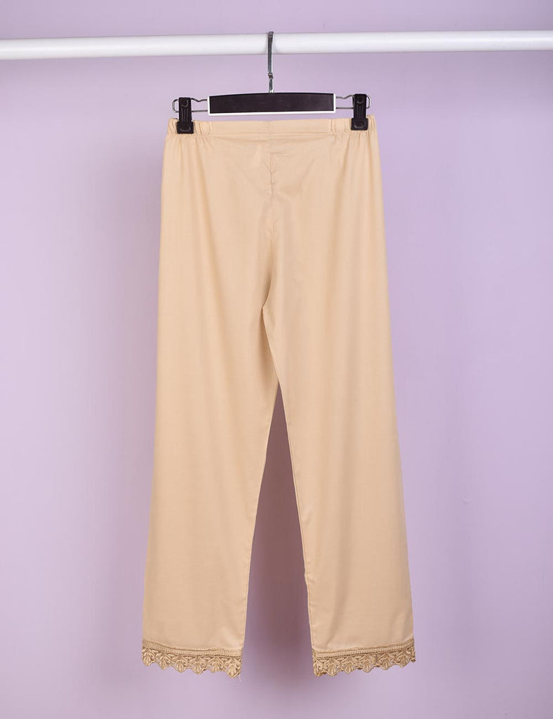 Stitched Cotton Trouser With Embroidered Bottom - Fancy Pants (CT-15-Skin)